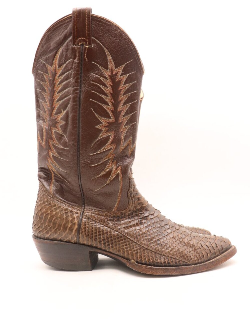 Nocona Boots Men’s 10 D Python Snakeskin Brown Leather Boot Pull On Western